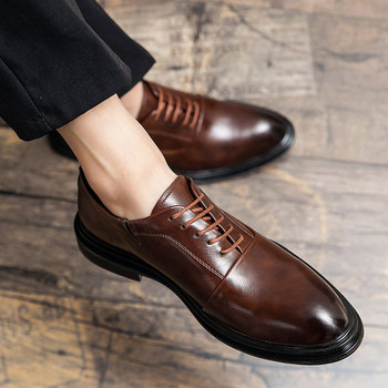 Официални мъжки обувки с връзки - заострен  модел