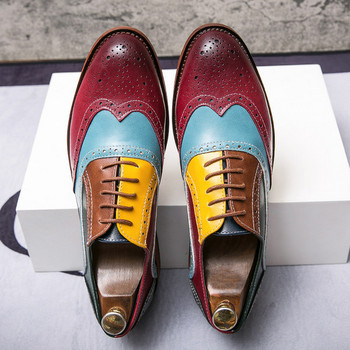 Нов модел мъжки официални обувки от изкуствена кожа с връзки