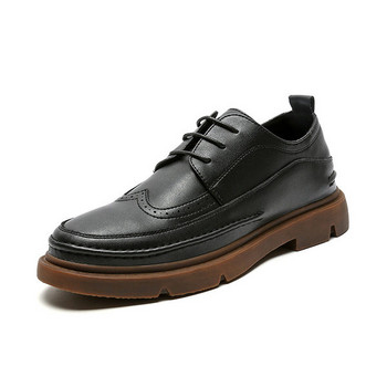Κομψά ανδρικά παπούτσια από οικολογικό δέρμα με κορδόνια σε μαύρο χρώμα