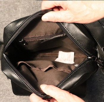 Μοντέρνα τσάντα με μακριά λαβή από οικολογικό δέρμα για άνδρες