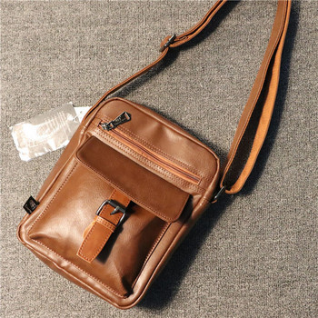 Μοντέρνα τσάντα με μακριά λαβή από οικολογικό δέρμα για άνδρες