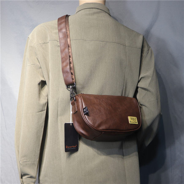 Jauna modeļa vīriešu ādas soma melnā krāsā pār plecu