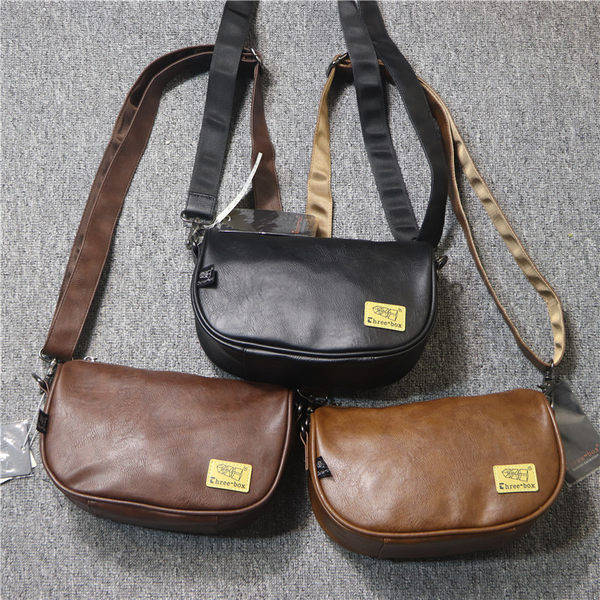 Jauna modeļa vīriešu ādas soma melnā krāsā pār plecu