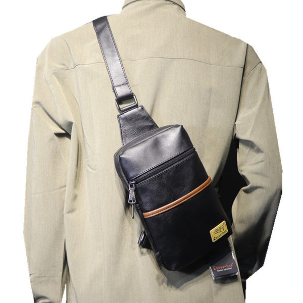 Eko bőrből készült alkalmi férfi táska, cipzárral