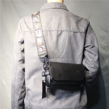 Ежедневна мъжка кожена чанта с цветна дръжка за рамо