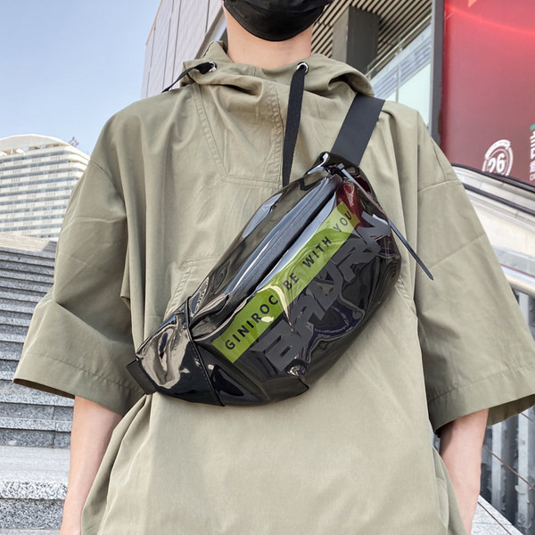 Vīriešu panku soma ar caurspīdīgu kabatu