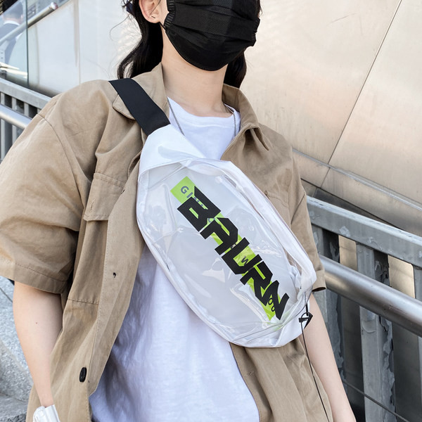 Vīriešu panku soma ar caurspīdīgu kabatu