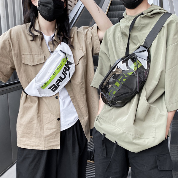 Vīriešu panku soma ar caurspīdīgu kabatu