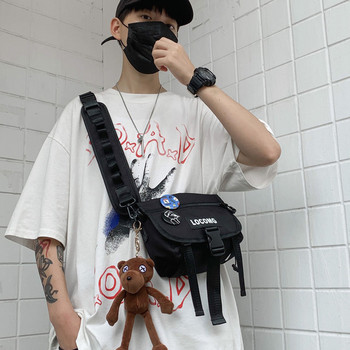 Мъжка текстилна чанта през рамо с пластмасова закопчалка