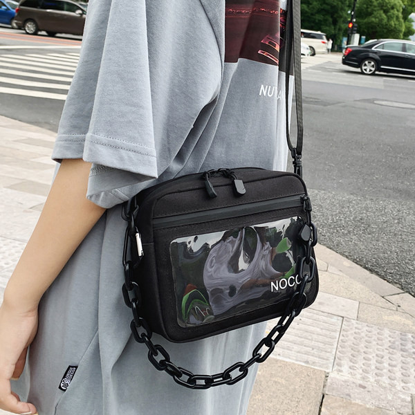 Férfi mindennapi táska átlátszó zsebbel