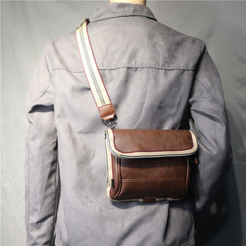 Нов модел мъжка чанта от изкуствена кожа за рамо в черен и кафяв цвят