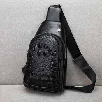 Мъжка чанта имитация на крокодилска кожа с цип