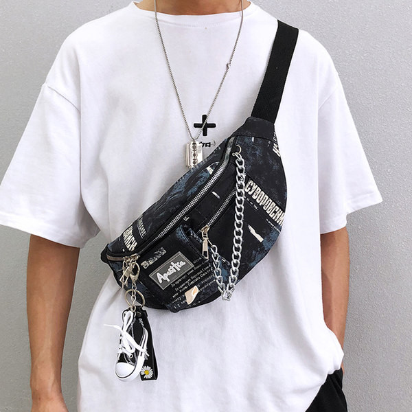 Férfi válltáska lánccal