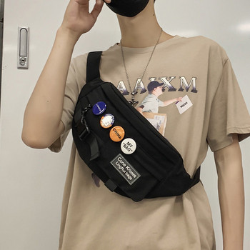Мъжка ежедневна чанта с катарама и значки 