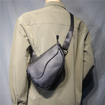Нов модел мъжка кожена чанта за рамо - черен и кафяв цвят