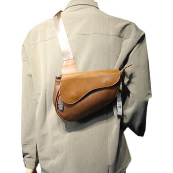 Нов модел мъжка кожена чанта за рамо - черен и кафяв цвят