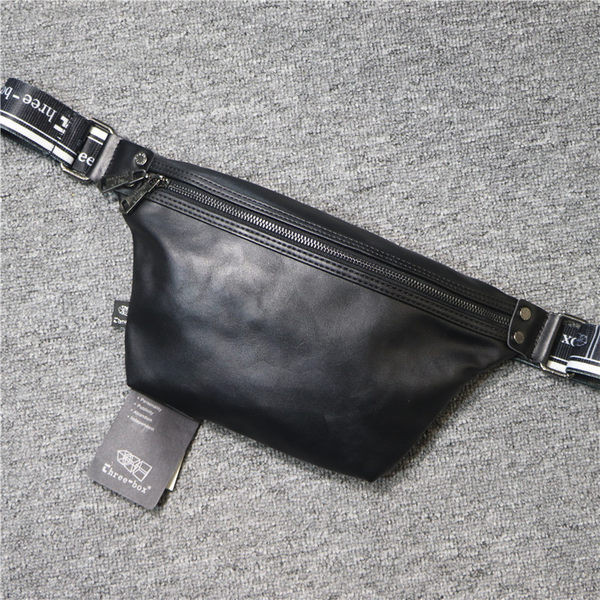 Jauna modeļa vīriešu soma no eko ādas ar rāvējslēdzēju melnā krāsā