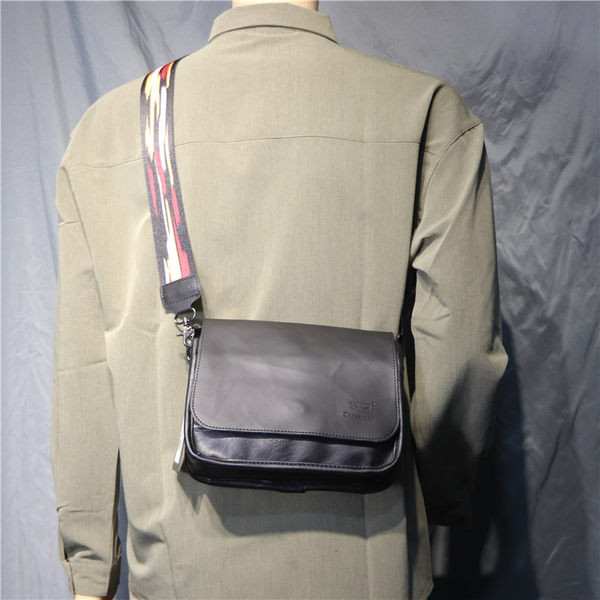 Jauna modeļa vīriešu plecu soma no eko ādas - melnā krāsā