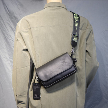 Нов модел мъжка чанта от изкуствена кожа за рамо в черен цвят