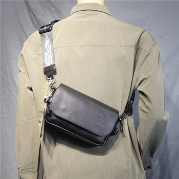 Нов модел мъжка чанта от изкуствена кожа за рамо в черен цвят