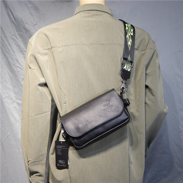 Jauna modeļa vīriešu mākslīgās ādas plecu soma melnā krāsā