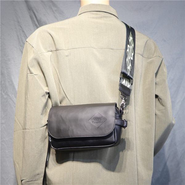 Jauna modeļa vīriešu mākslīgās ādas plecu soma melnā krāsā