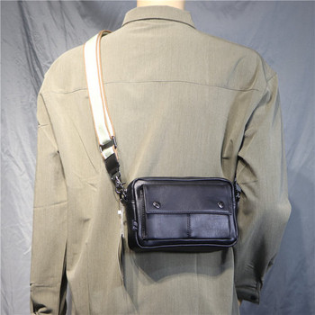 Нов модел мъжка чанта с преден джоб от еко кожа за рамо
