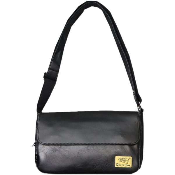 Ikdienas vīriešu ādas soma melnā krāsā ar plecu rokturi