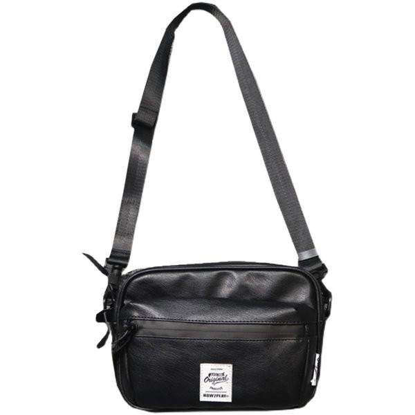 Ikdienas vīriešu soma no eko ādas vai tekstila melnā krāsā