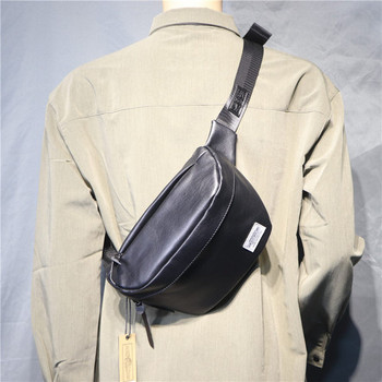 Mодерна мъжка чанта от еко кожа с цип през рамо