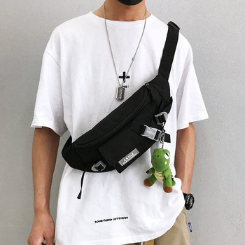 Ежедневна мъжка чанта от текстил с преден джоб