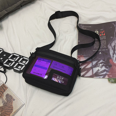 Vīriešu tekstila soma ar regulējamu rokturi un caurspīdīgu kabatu