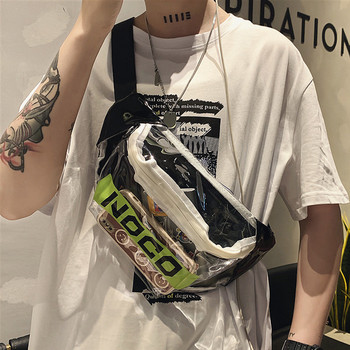 Мъжка прозрачна чанта с надпис и цип