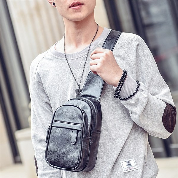 Vīriešu mākslīgās ādas soma ar rāvējslēdzēju