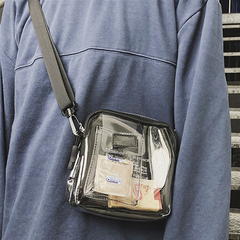 Нов модел мъжа прозрачна чанта с цип и дълга дръжка