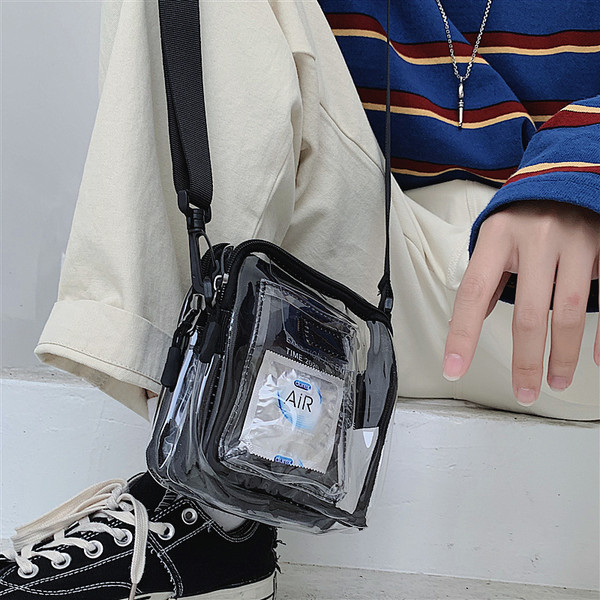 Νέα μοντέλο διαφανής τσάντα άντρας με φερμουάρ και μακριά λαβή