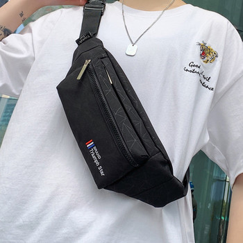 Мъжка чанта с цип и надписи 