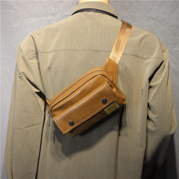 Νέο μοντέλο ανδρική  δερμάτινη τσάντα με μπροστινή τσέπη στον ώμο