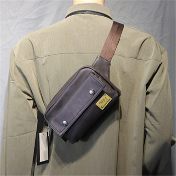 Νέο μοντέλο ανδρική  δερμάτινη τσάντα με μπροστινή τσέπη στον ώμο