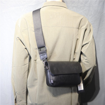 Нов модел малка мъжка кожена чанта с широка дръжка за рамо