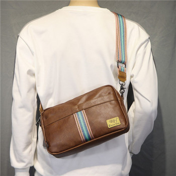 Модерна мъжка чанта от еко кожа с текстилна регулируема дръжка
