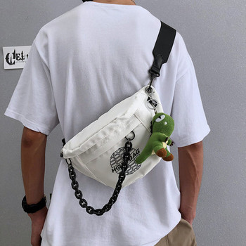 Ανδρική τσάντα καθημερινής χρήσης με απλικέ και ρυθμιζόμενη λαβή