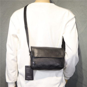 Ежедневна мъжка чанта от еко кожа с дръжка за рамо в черен цвят