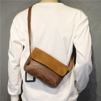 Ανδρική τσάντα casual από οικολογικό δέρμα με λαβή ώμου σε μαύρο χρώμα