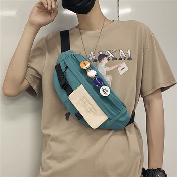 Мъжка текстилна чанта със значки и цип