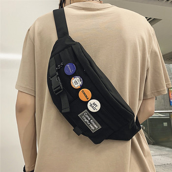Мъжка текстилна чанта със значки и цип