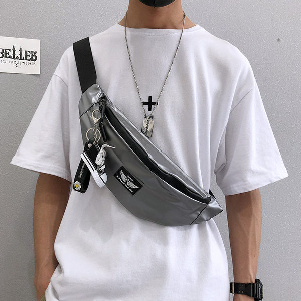 Vīriešu tekstila soma ar spīdīgu efektu