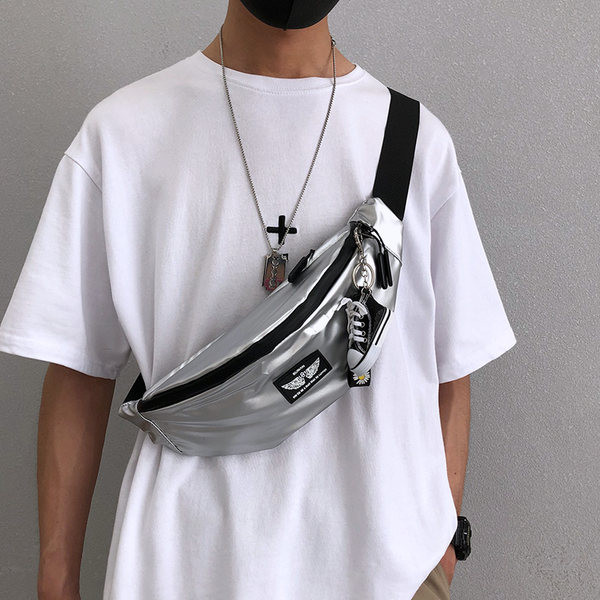 Vīriešu tekstila soma ar spīdīgu efektu