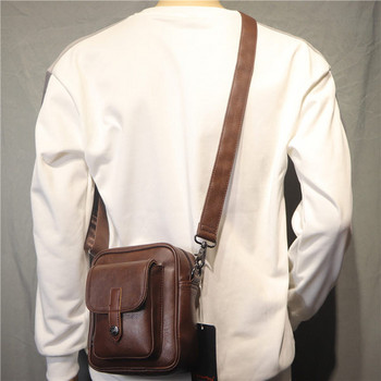 Ежедневна мъжка чанта от еко кожа с преден джоб 