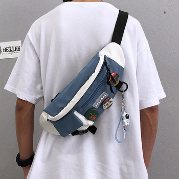 Мъжка чанта от текстил със значки